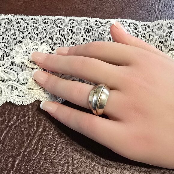 Sterling Silver and 14 K Gold Band Ring - Picture 1 of 9